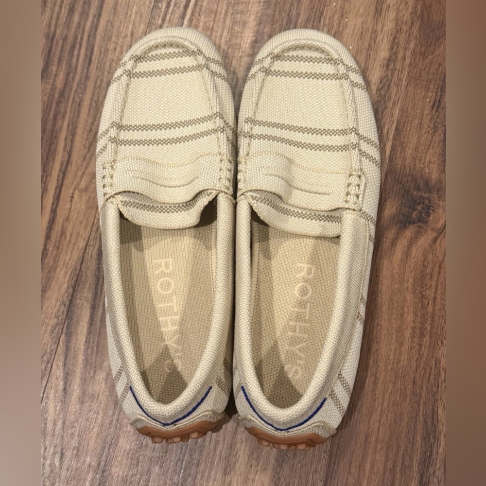 Rothy's The Driver Driving Loafer Slip On Shoe Flat Tan Striped Womens Size 7.5 - Picture 1 of 6